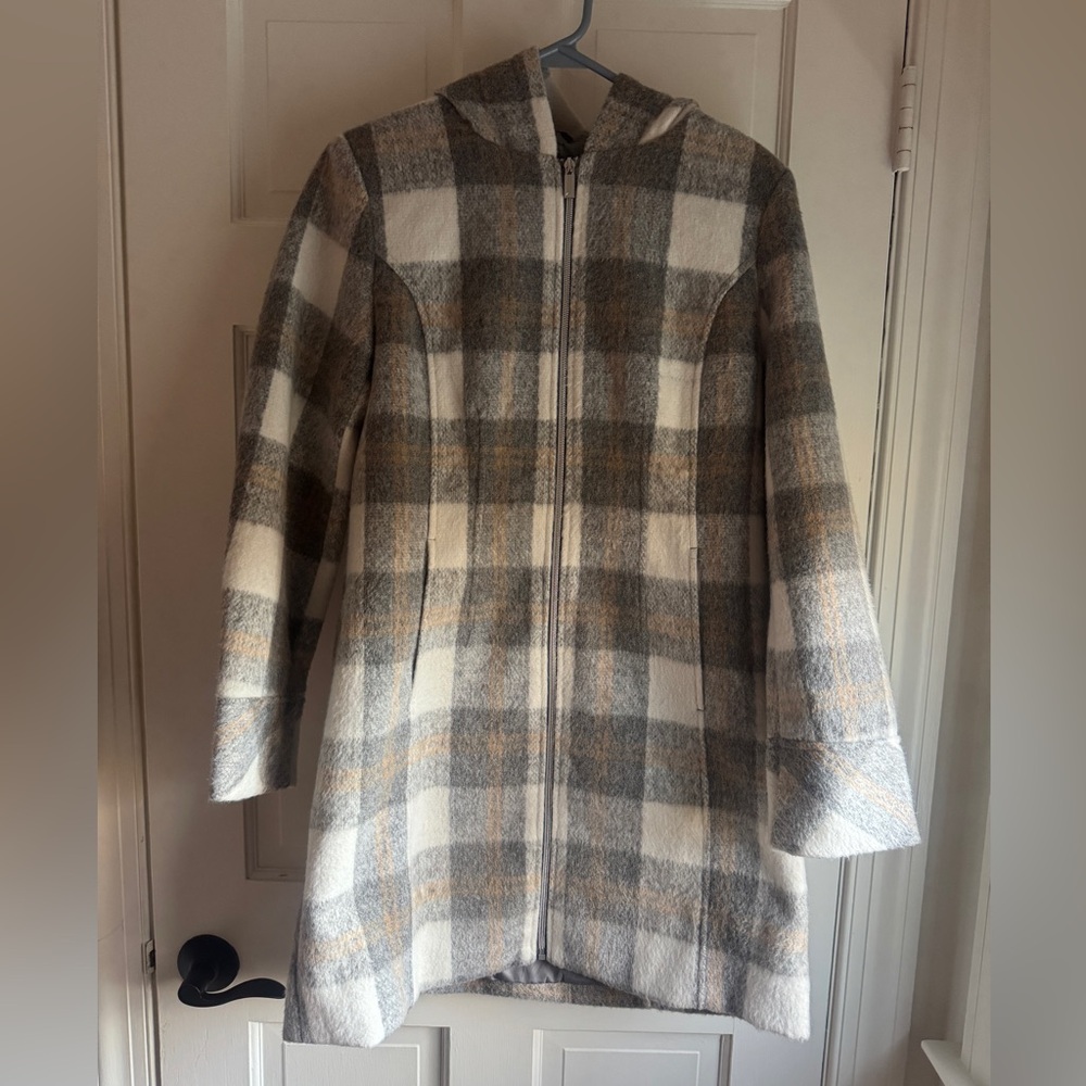 Jones New York Zippered Plaid Hooded Women's Coat